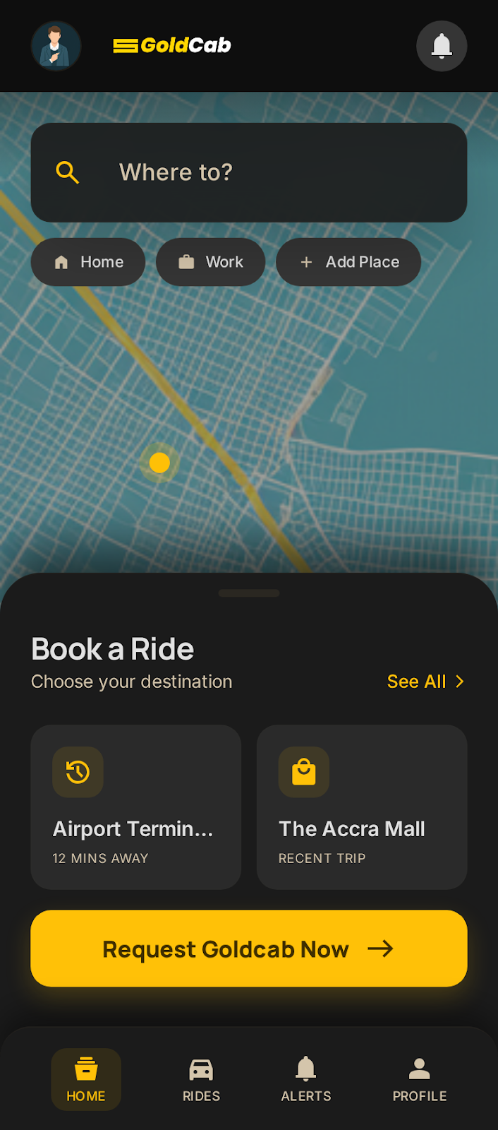 GoldCab App UI